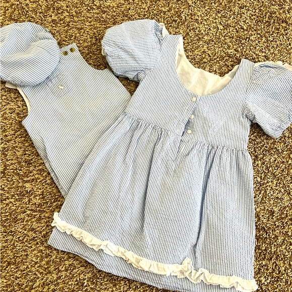Janie & Jack matching brother sister seersucker outfits,...
